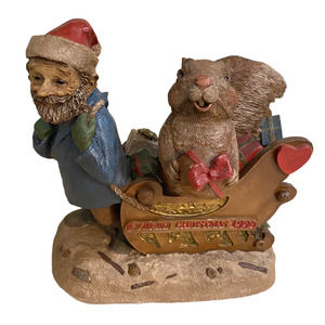 Vtg Cairn Christmas 1996- Tim Wolfe & Tom Clark - Gnome, Squirrel & Sleigh